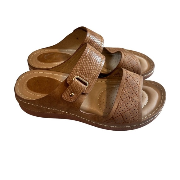 Atalina Women’s Brown Adjustable Slip-On Sandals Comfort Shoes Size 39 - Picture 1 of 9